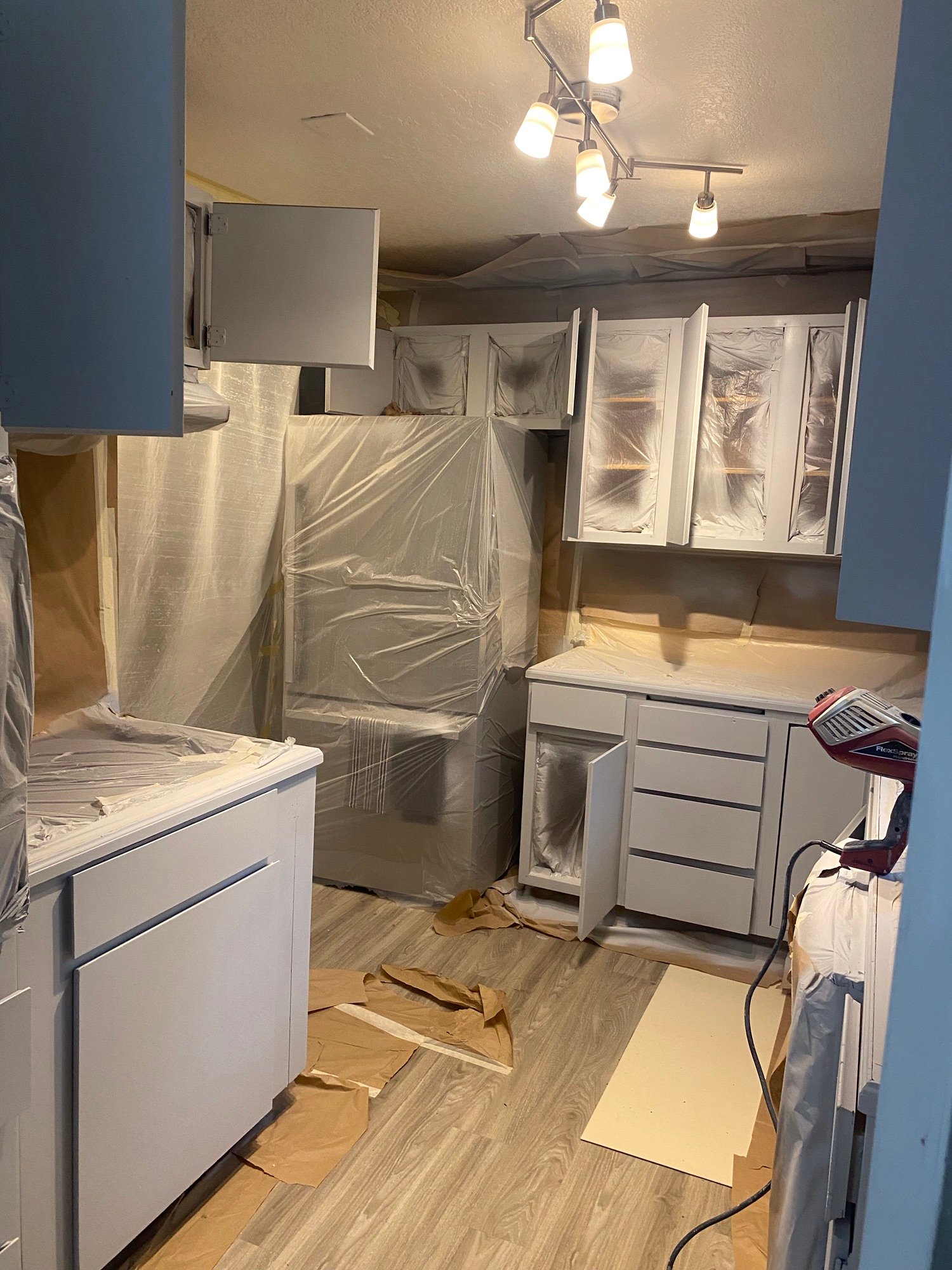Cabinet refinishing preparation