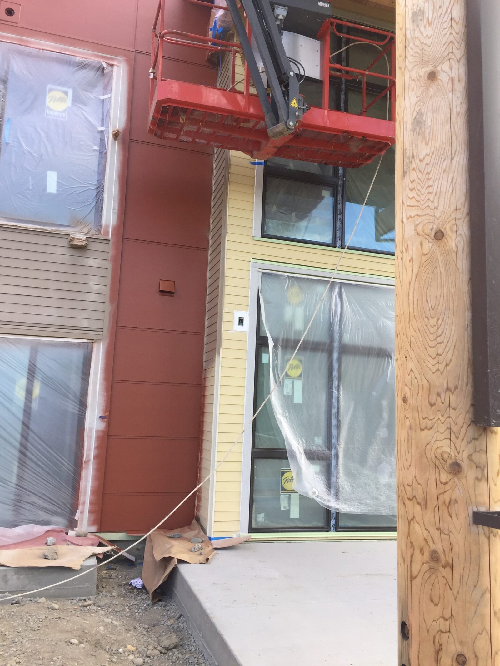 Multicolor exterior painting in progress