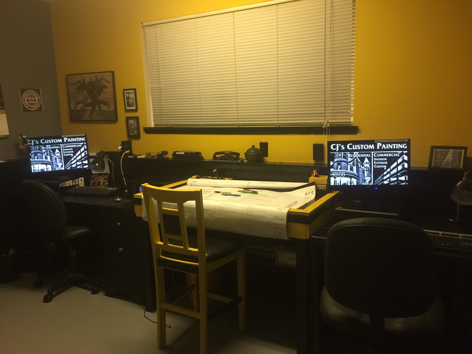 Completed office painting and work area