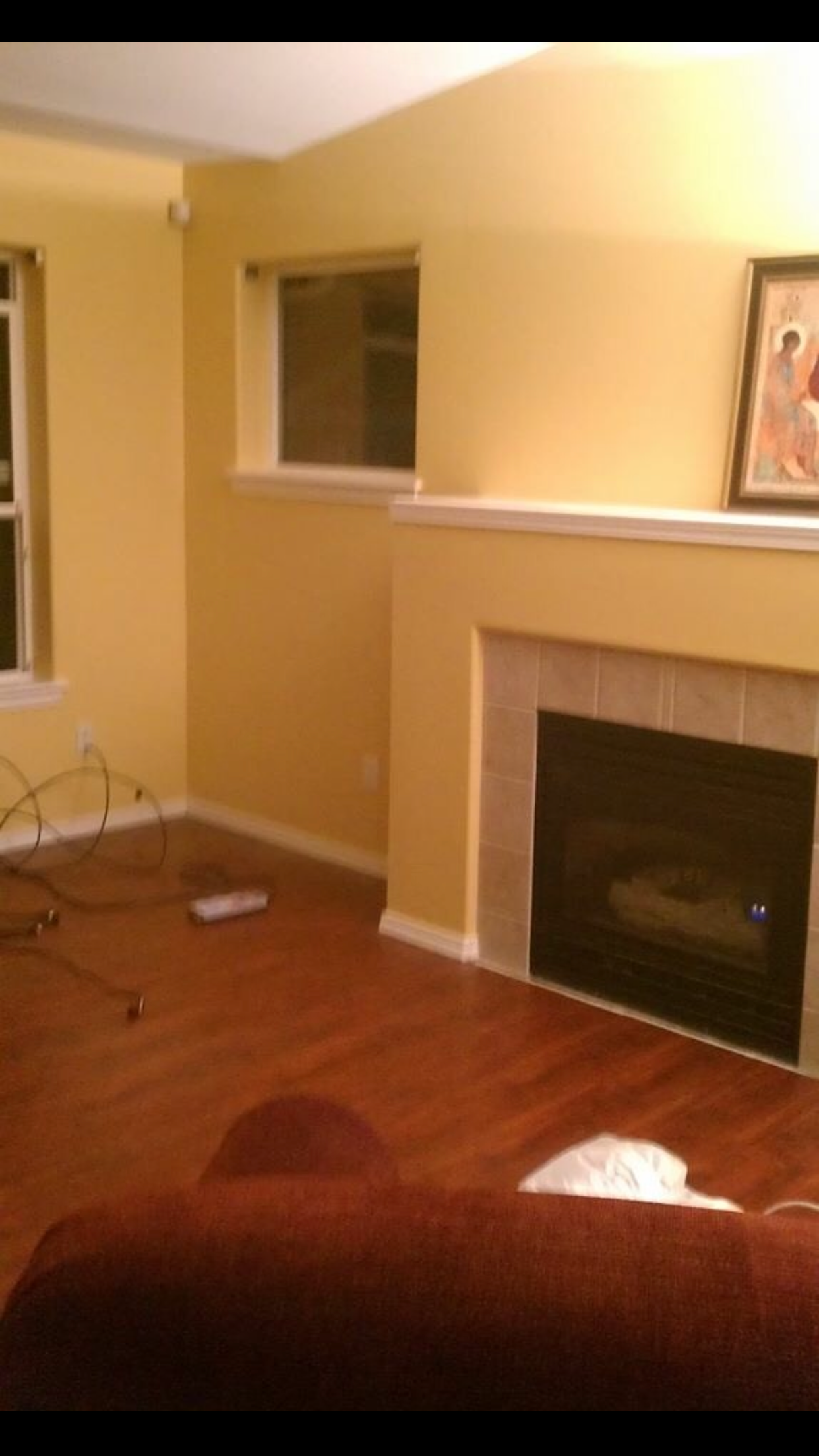 Completed flooring and painted living room