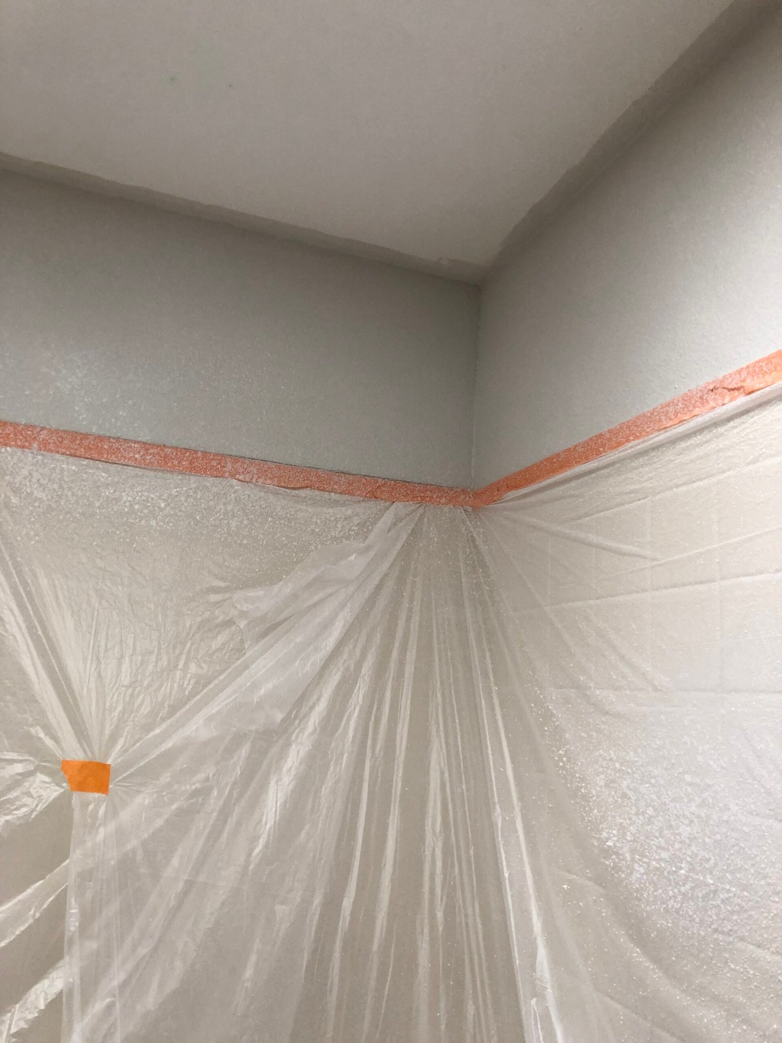 Bathroom painting and protection in progress
