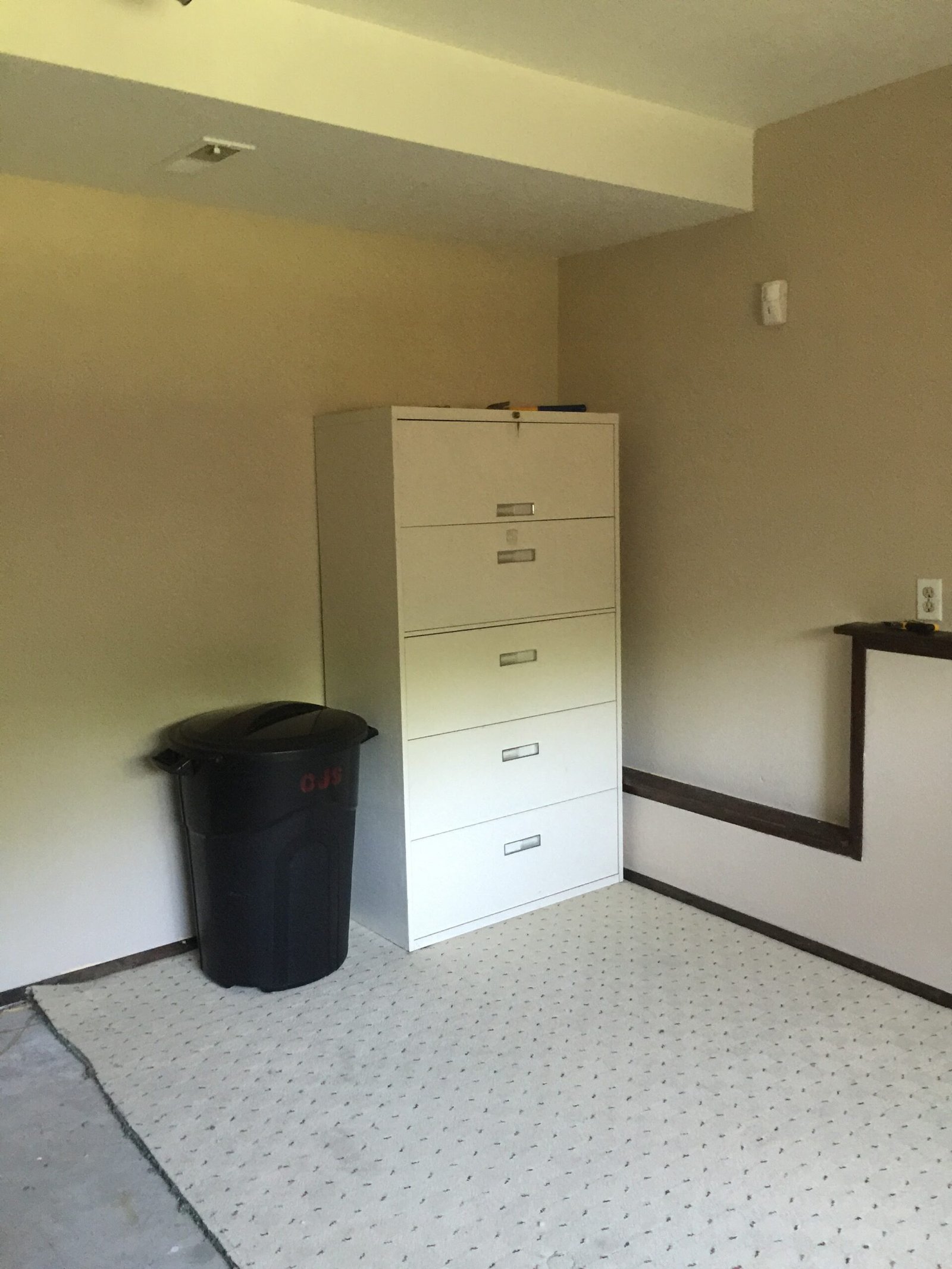 Freshly painted business office storage area