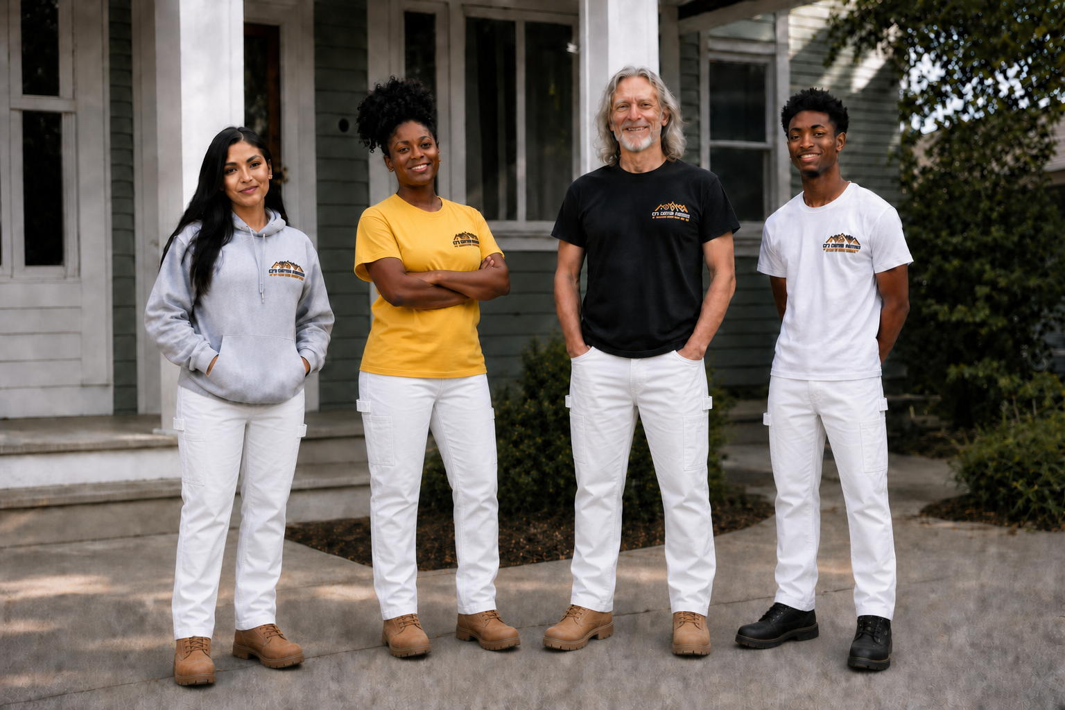 CJ’s Custom Painting crew in professional painter uniforms